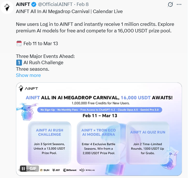 AINFT AI 聚合平台：一站式玩转主流AI 大模型，登录即赠百万免费积分
